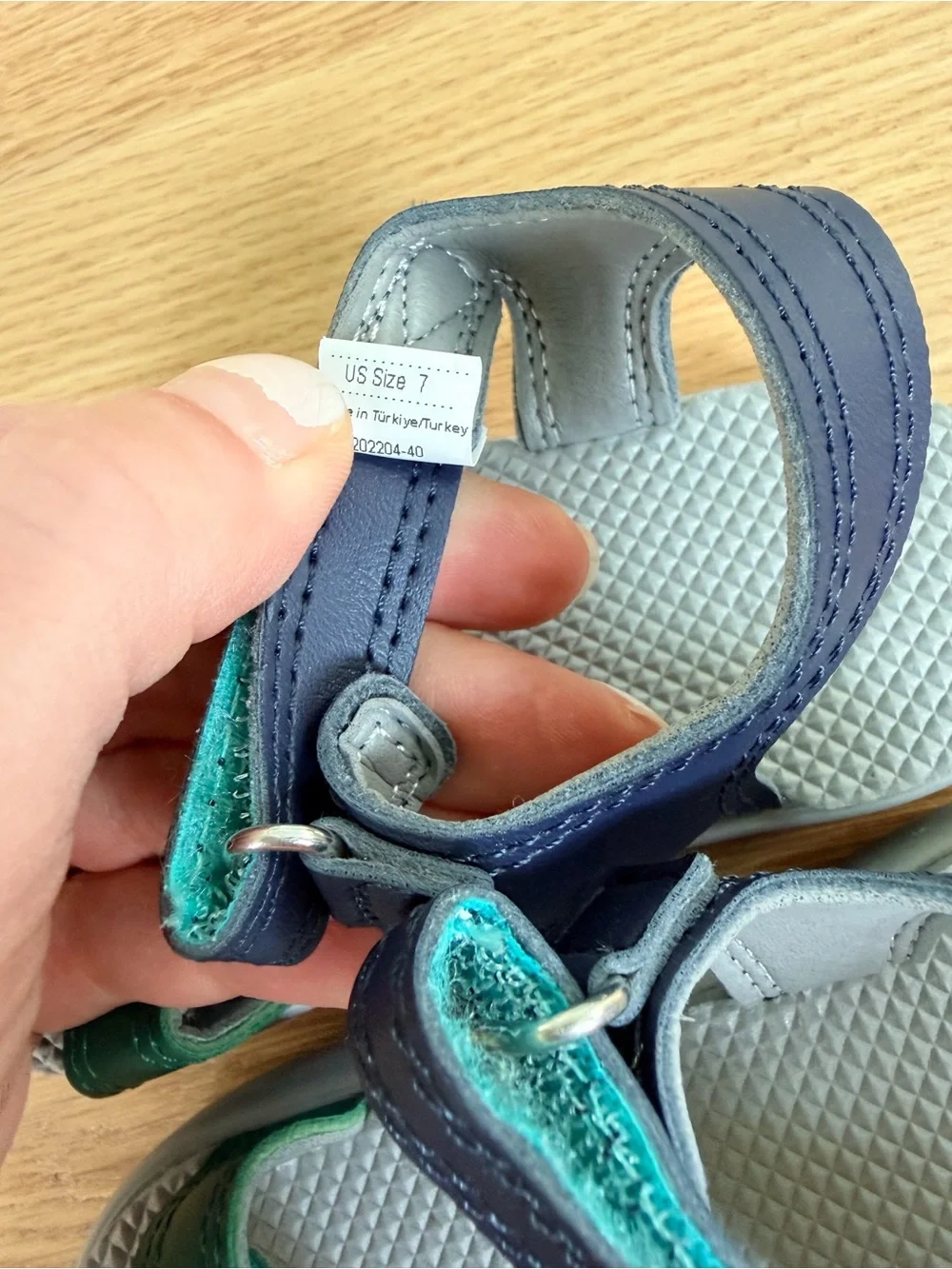 Ten Little Everyday Sandals Toddler Size 7 Blue Green Barefoot Shoes